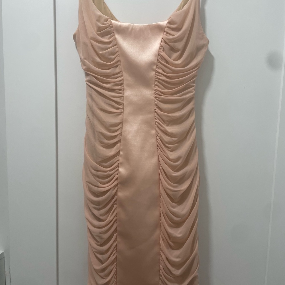 bebe Peach Ruched Midi Dress